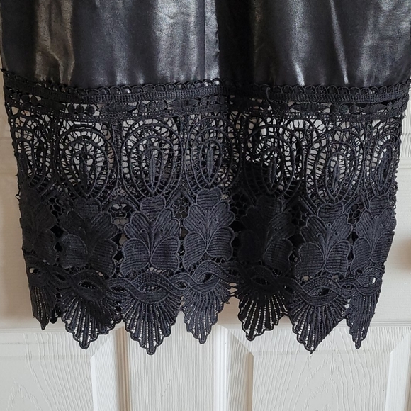 Topshop black spaghetti dress lace leather like - Picture 2 of 8